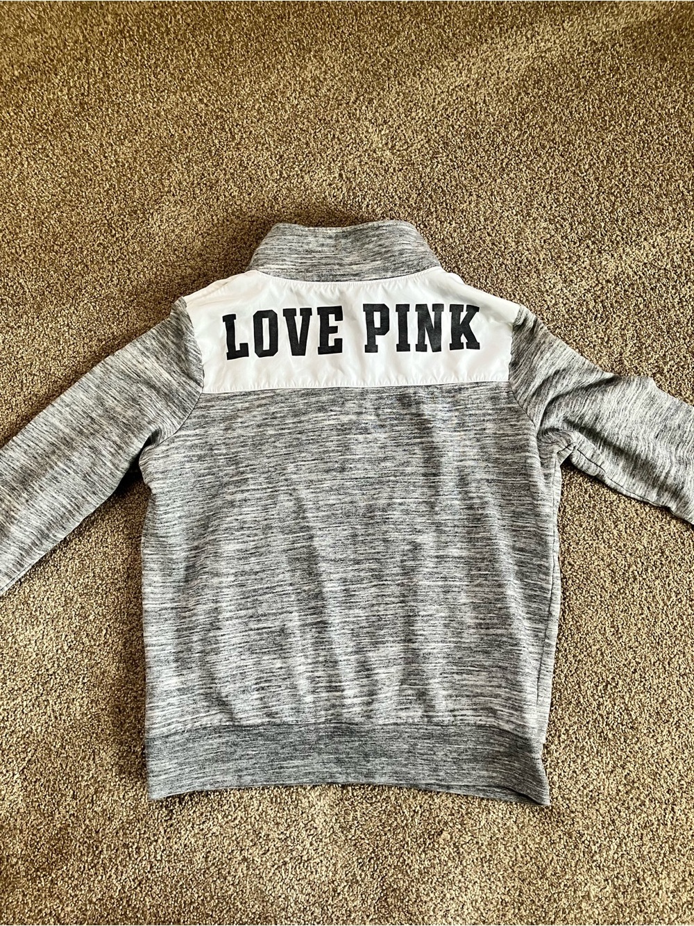 PINK Victoria's Secret Gray and White Quarter-Zip Womens Sweater Size Small - Picture 3 of 3